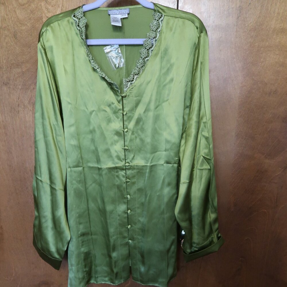 Ulla Popken Inspiration Relaxed Fit Silk Blouse Size 24/26